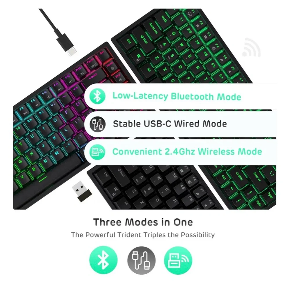 NEW in box RK84 Royal Kludge Wireless RGB 75% Triple Mode Swappable Keyboard L